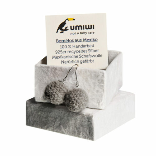 Schafwoll Ohrringe 'Bomélo' Grau