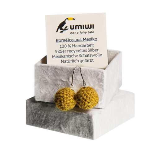 Schafwoll Ohrringe 'Bomélo' Heugrün