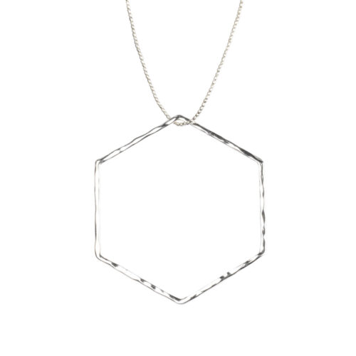 Silber Kettenanhänger großes Sechseck