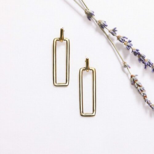 UMIWI Ohrhänger Messing 'Latotino' großes Rechteck