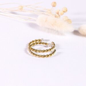 UMIWI Creolen Messing 'Latotino' gezwirbelt 3 cm