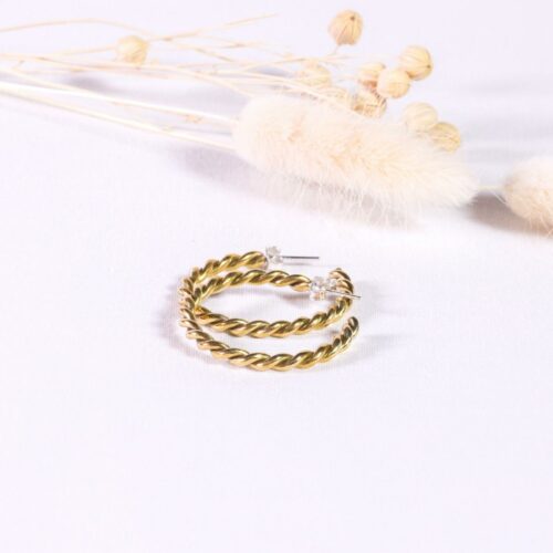 UMIWI Creolen Messing 'Latotino' gezwirbelt 3 cm