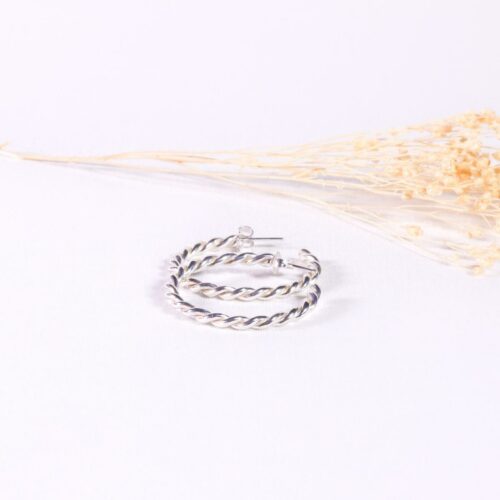 UMIWI Creolen gezwirbelt aus Silber 3 cm