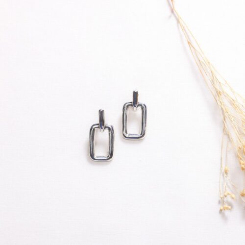 Silber Ohrring - kleines Rechteck
