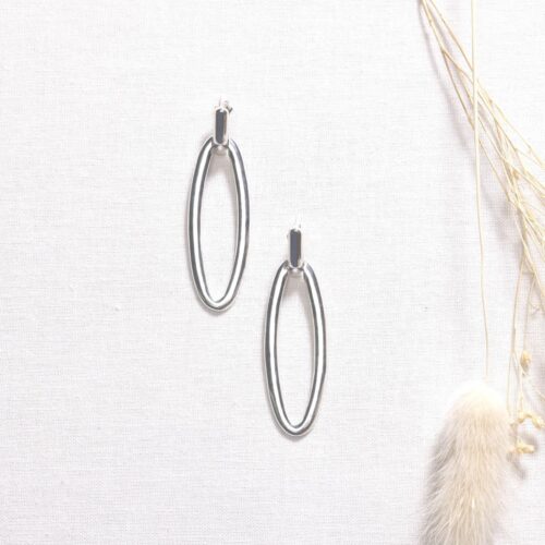 Silber Ohrringe - Blatt gross