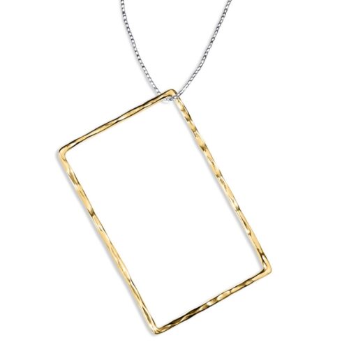 Messing Kettenanhänger 'Geométrico' grosses Rechteck