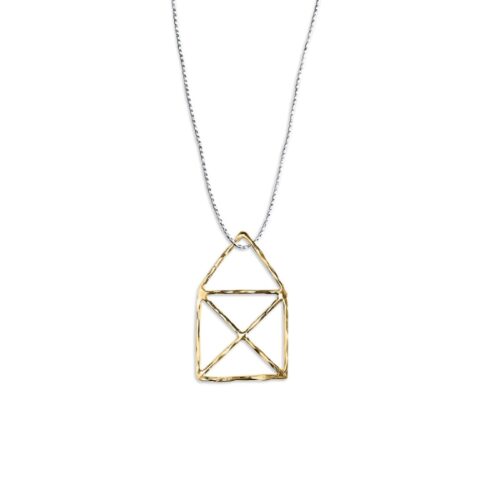 Messing Kettenanhänger 'Geométrico' kleines Haus vom Nikolaus