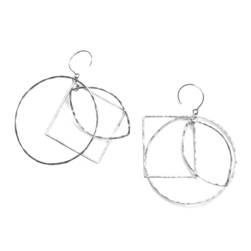 Ohrringe 'Elementos' Silber Dreifach Quadrat