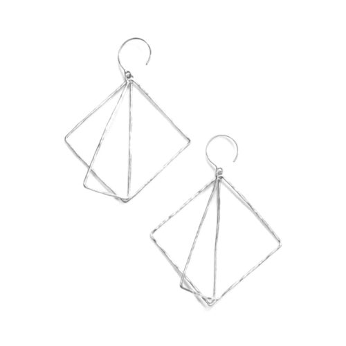 Ohrringe 'Elementos' Silber zweifach eckig